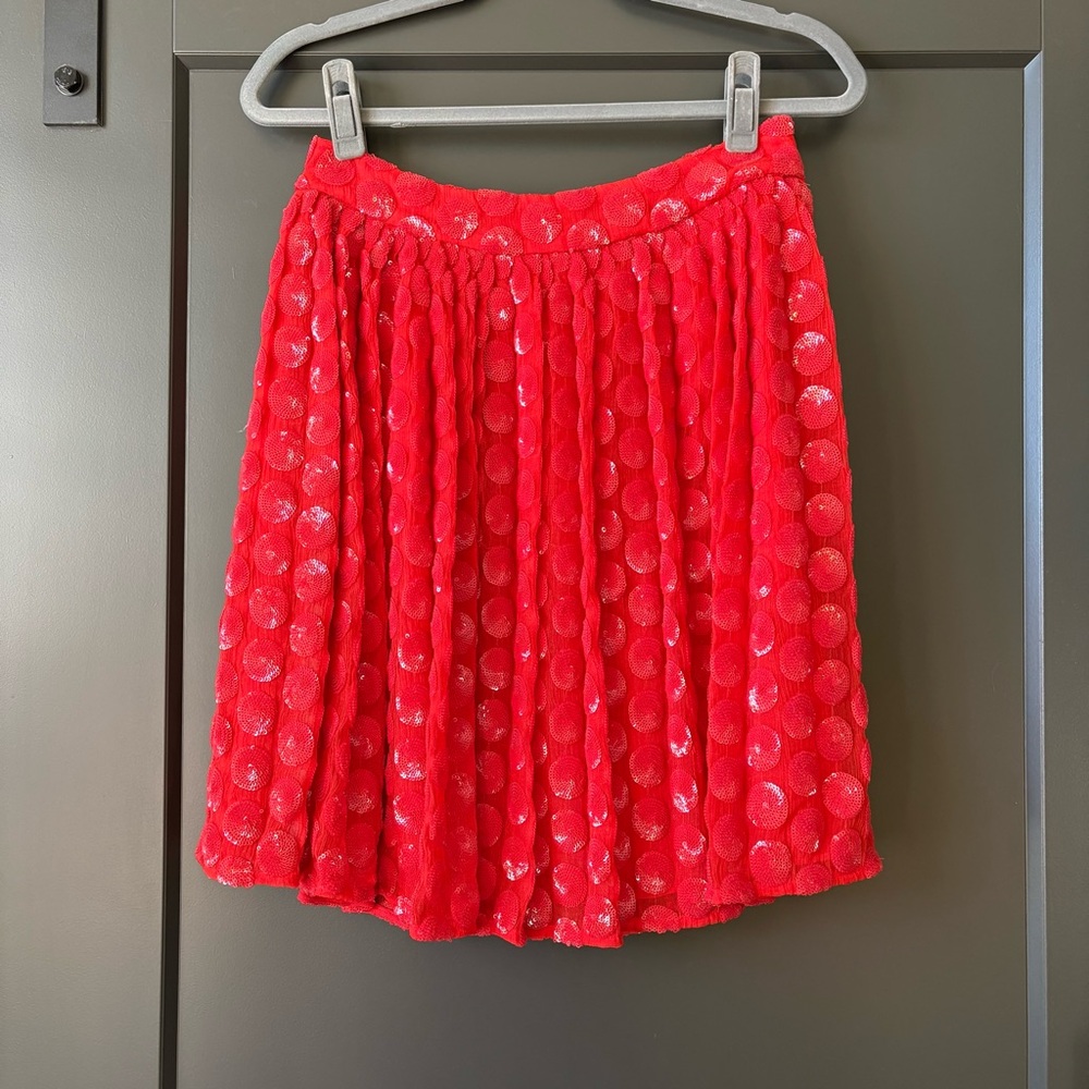 Kate Spade Red Sequined Monochrome Circle Skirt